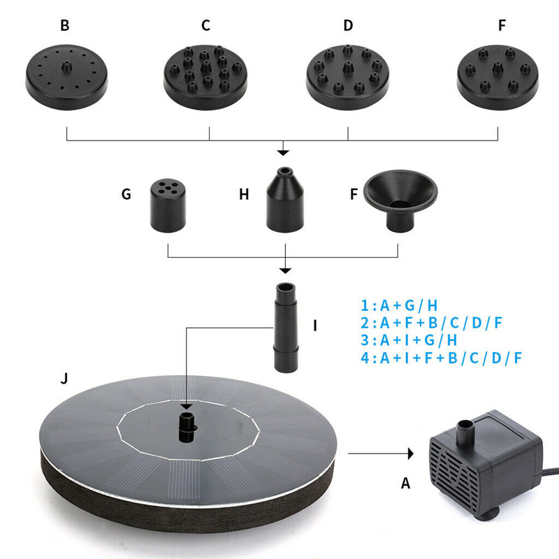 Mini Solar Bird Bath Fountain Pump Free Standing Floating Water Fountain Pump