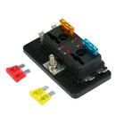 12V/24V 4 Way Blade Fuse Box Holder LED Warning Lights Kit Car Race Rally M X1X5