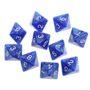 10pcs 8 Sided Dice D8 Polyhedral Dice for  Dice Blue