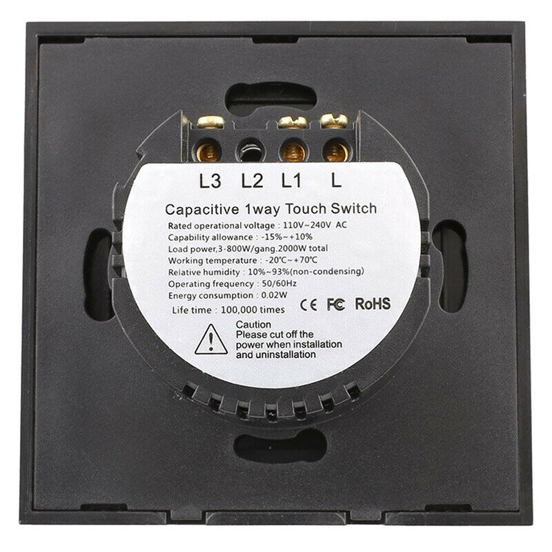 Light Switch 2-Way Touch Screen Wall Switch Single Black Switch