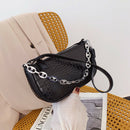 Alligator Pattern Shoulder Totes Bag Women Leather Chain Handbag (Black)