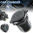 For Car Boat Truck QC3.0 Dual USB Fast Charger Adapter Socket Power Outlet 12V