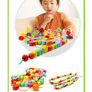 Baby Toddler Wooden Threading Beads Lacing Shapes Activity Cognition Toys