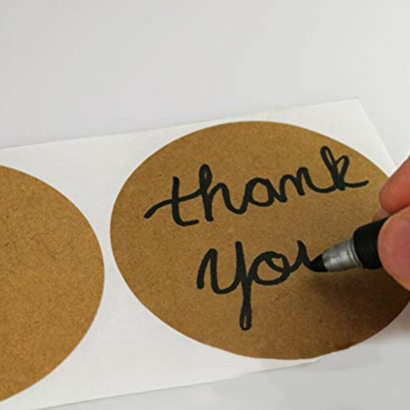 1 Roll Of 500pcs Round Blank Kraft Stickers Self Adhesive Labels DIY Brown