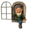Wall Sculpture Garden Gnome Statue Outdoor Elf Out The Door / Window Tree Hugger