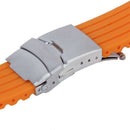 Orange Silicone Rubber Watch Strap Band Deployment Buckle Waterproof 20mm