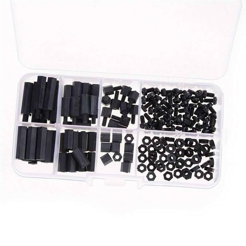 160PCS Metric M3 8 Sizes Assortment Stand-off Nylon Screws Bolt Nuts Fastener Kw