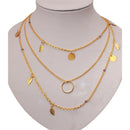 Bohemian Leaf Crystal Necklace Multilayer Long Necklace Women Pendant Neckla!j