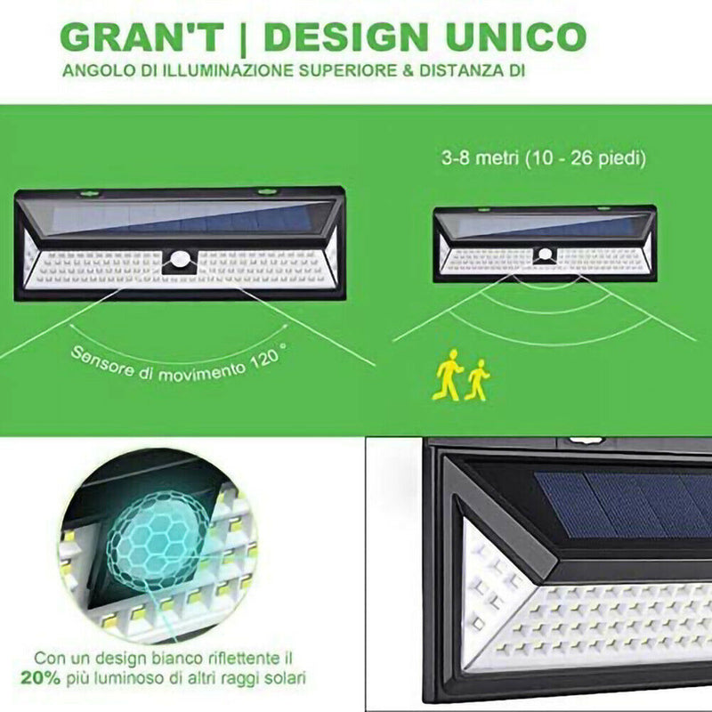LED Solar Wall Light Waterproof Human Motion Sensor Warning Lamp for Garden A