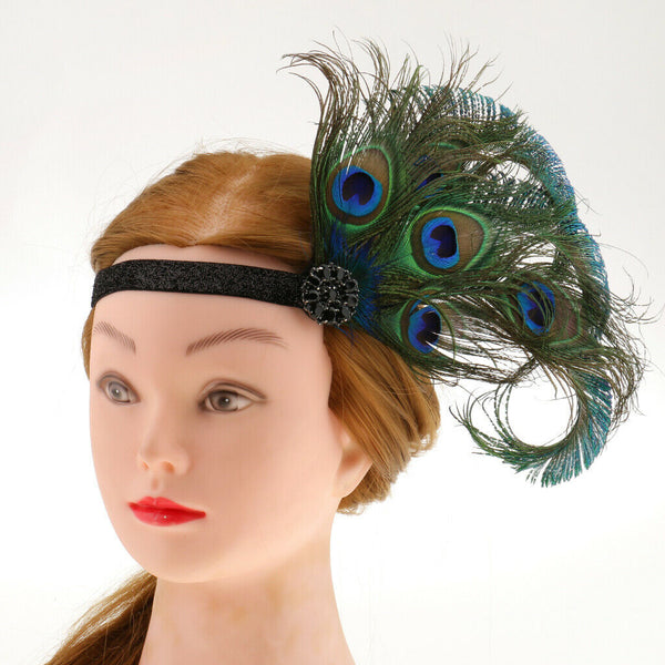 Peacock Feather Headpiece Women Hair Accessory for Wedding Fancy Dress Party
