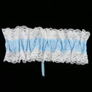 Satin Lace Crystal Flower Wedding Bridal  Garter Accessory Blue