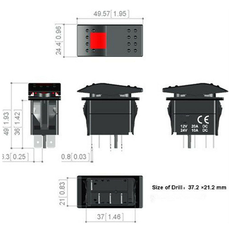 10 Pieces Car Boat 12V 20A Bar Rocker Toggle Switch with White & Green Light