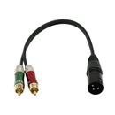 2x Audio Cable- 12Inch Splitter Patch Y Cable - 1 XLR Male to 2 RCA Male