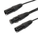 2X XLR 3Pin Female to 2 XLR Male Y Splitter Cable Adapter Converter Cord 1ft