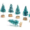 15pcs Snow Pine Mini Christmas Tree DIY Craft Frost Wooden Base Artificial Gift
