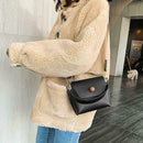 Women Fashion Wide Shoulder Messenger Bag PU Leather Retro Handbag (Black) A