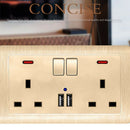 1X(Uk Standard Switched Socket 146 Type 13A With Dual Usb Wall Power Outlet