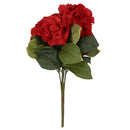 Artificial Hydrangea Flower 5 Big Heads Bouquet (Diameter 7" each head) Red