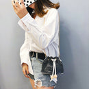 Women Bag With Sequins Bucket Bag Crossbody Bags For Women Fashion PU Leath
