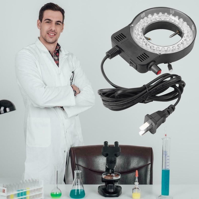Plastic 56LEDs 35000LM Adjustable Microscope Ring Light Illuminator Lamp AU