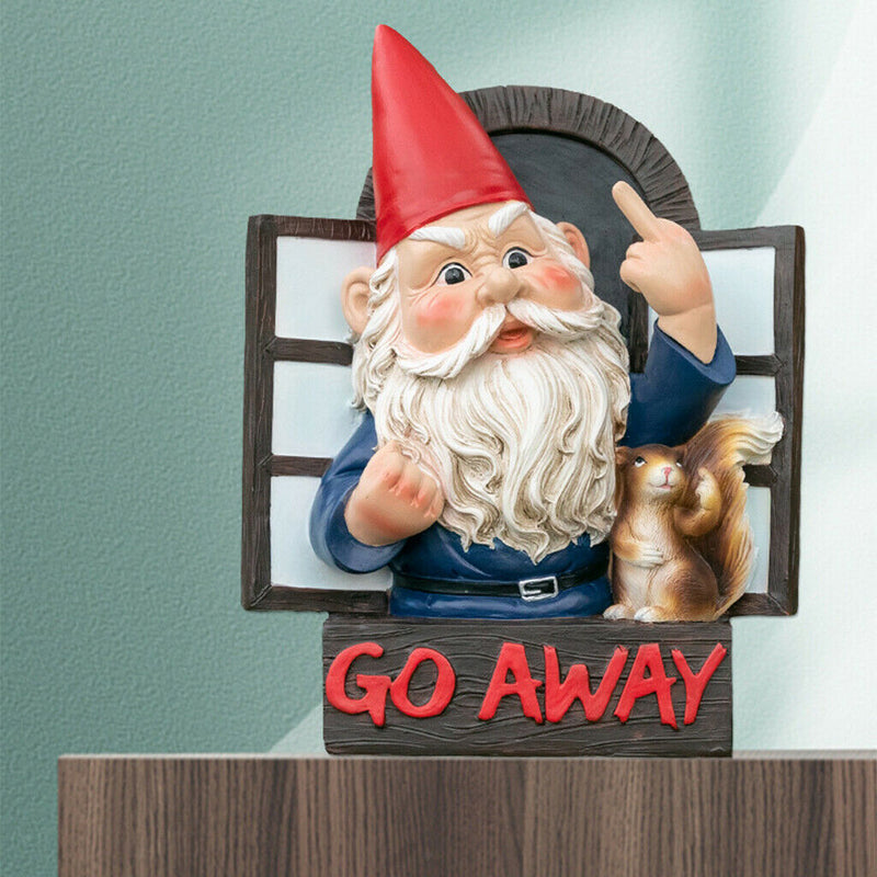 Wall Sculpture Garden Gnome Statue Outdoor Elf Out The Door / Window Tree Hugger