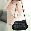 Fashion Women Solid Color Messenger Bag PU Leather Soft Shoulder Handbags