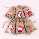 12pcs Linen Christmas Gift Burlap Drawstring Rustic Wrap Sacks Pouch 6x4''