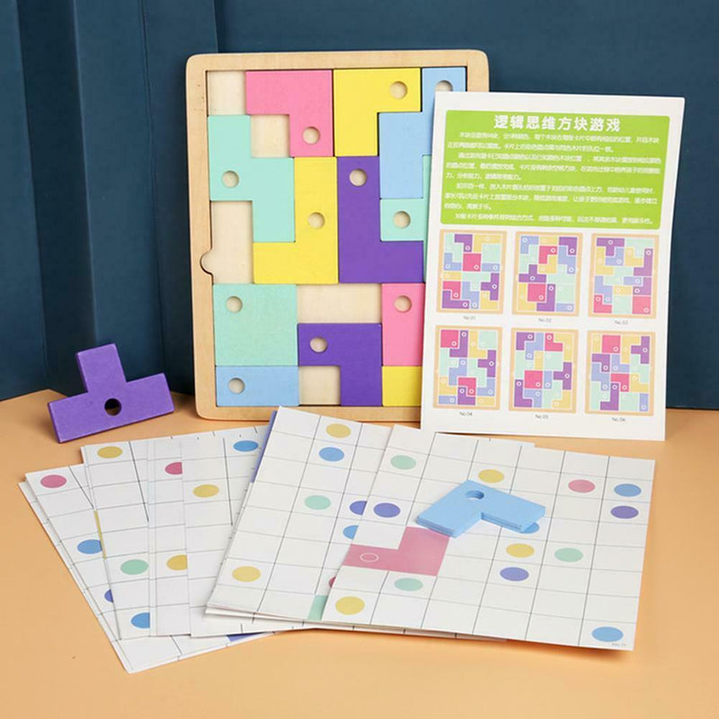 Kids Russian Box Wood Macaron Jigsaw Matching Desktop Game Infant Education Toys