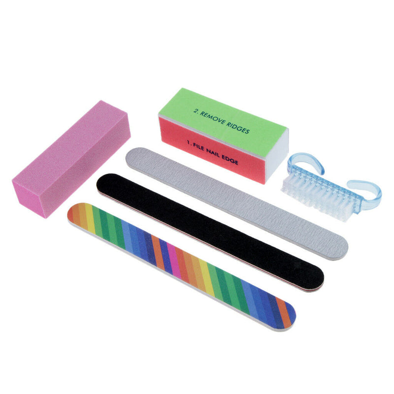 6 Nail Buffering Buffer Block Sanding File Brush Manicure Pedicure Tools Set