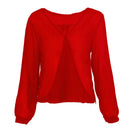 Women's Sexy V-neck Long-sleeved Solid Chiffon Shirt Tops Blouse T-shirt Re