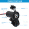 Waterproof Motorcycle Handlebar Charger 3.1A Dual USB Socket Power Adapter