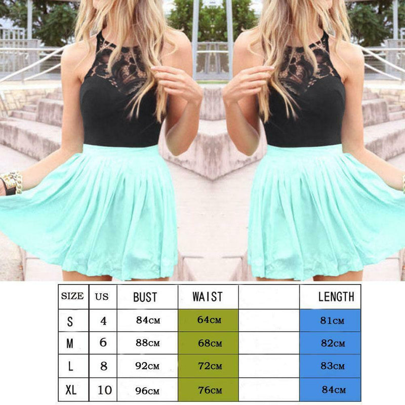 Sexy Women Summer Chiffon Lace Fitted Sleeveless Party mini Dress M A