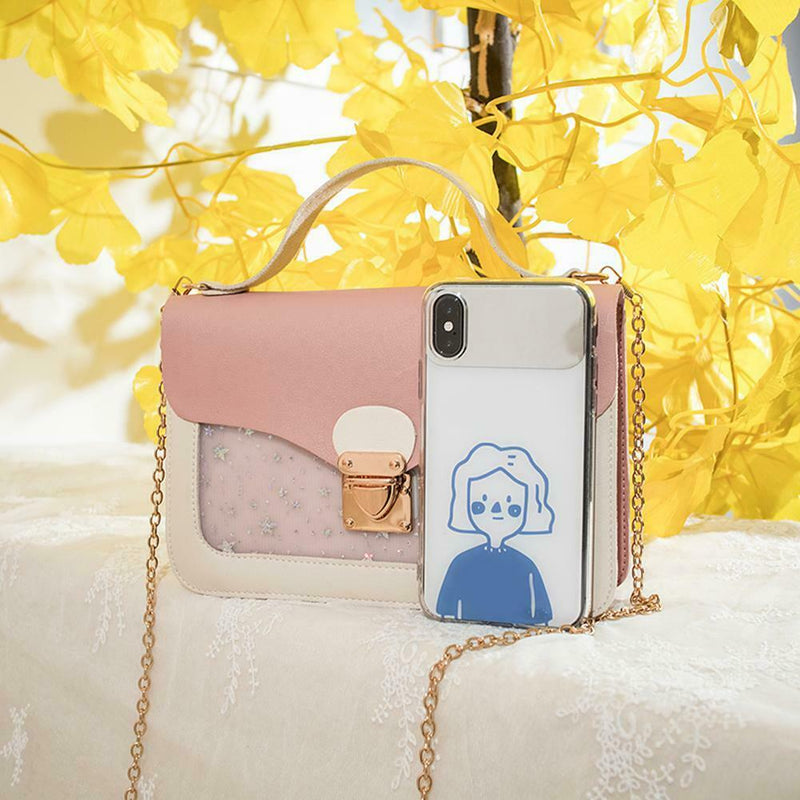 Cute Stars Pattern Shoulder Handbags Women Small Crossbody Bags (Pink)