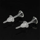 50pcs Clear Plastic Stem Rubber Anti-Allergy Ear Stud Replacement Earring