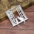 Metal Window Cat Cutting Dies DIY Decoration Home Scrapbooking Craft Paper Ar JR