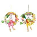 Easter Bunny Wreath Scarecrow Home Decor Wall Door Hanging Ornament 2Pcs(On V5H3
