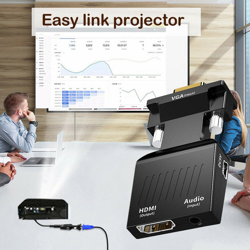 HW-2217 VGA Male to HDMI 1080P Female Video Converter with Audio Adapter