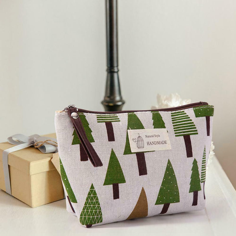 Printed Cosmetic Bag Canvas Purse Zip Makeup Wash Storage Pouch (Style 3) A