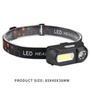 Portable 300lm DC 3W XPE/COB LED Torch Flashlights 6 Modes USB Headlight