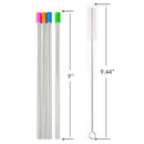 Set of 4 Stainless Steel Straws with Cleaning Brush and Silicon Covers 23cm A3S9