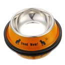 Stainless Steel Anti-skid Dog Cat Food Water Bowl Pet Feeding Tool Orange A
