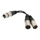 6" XLR 3 Pin FEMALE Jack To 2 Dual MALE Plug Y SPLITTER Mic PA DJ Cable