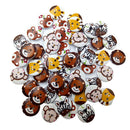 50x Handmade Round Animal Pattern 2 Holes Wood Buttons Sewing for Children