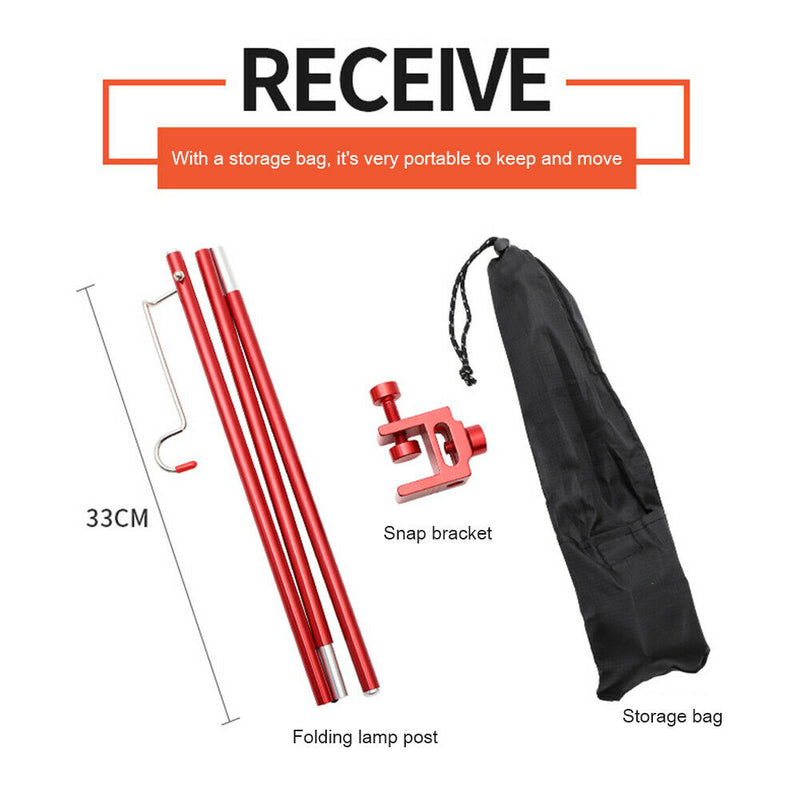 Portable Folding Lamp Pole Camping Picnic Adjustable Light Holder (Red)