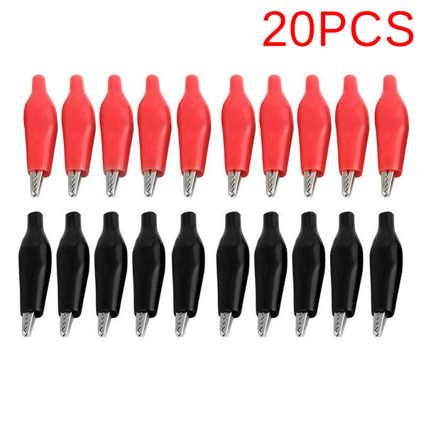 20Pcs Black Red Soft Plastic Coated Testing Probe Alligator Clip Power Clip p8