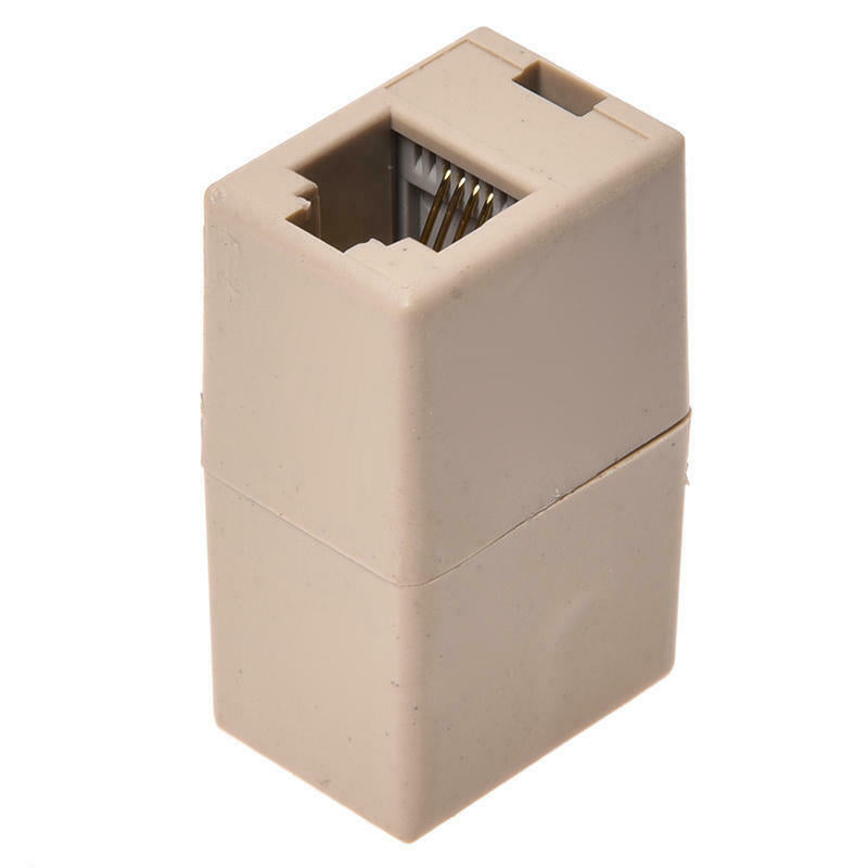 6P4C RJ11 Female/Female Coupler of Phone Cord Adapter Beige N2G1