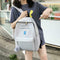 4pcs/Set Women Canvas Backpack Teenage Girls Shoulder School Bag (Gray)