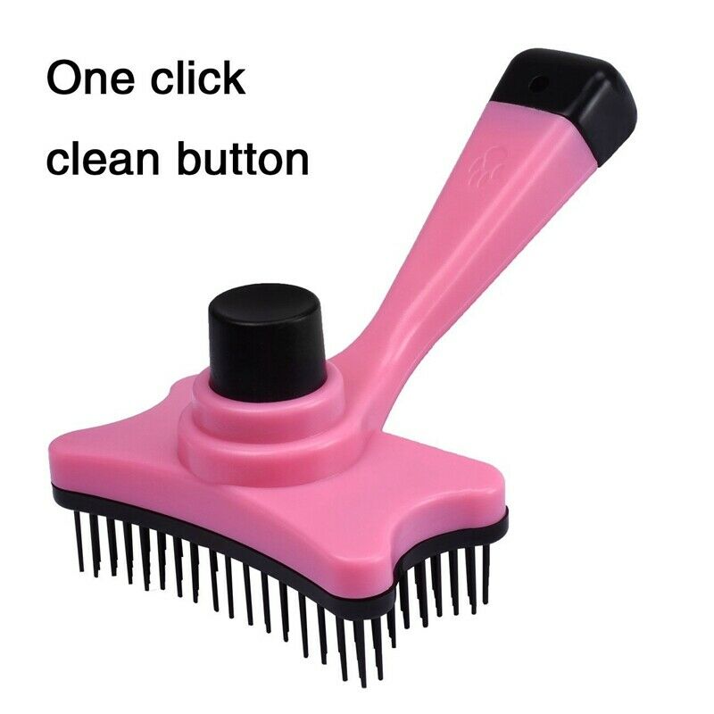 Pet Brush Hair Fur Shedding Trimmer Grooming Rake Comb Brush Tools-Pink H2F8