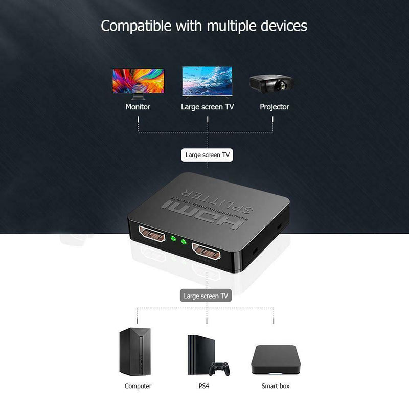 HW-HD102M HDMI Mini Splitter 1 Input 2 Output 4K x 2K Dual HDMI Adapter