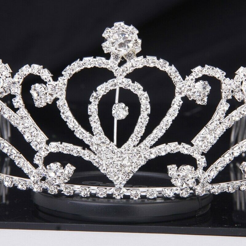 Fashion Wedding Party Bride Crown Rhinestones Headband with Comb Tiara Whit X2J4